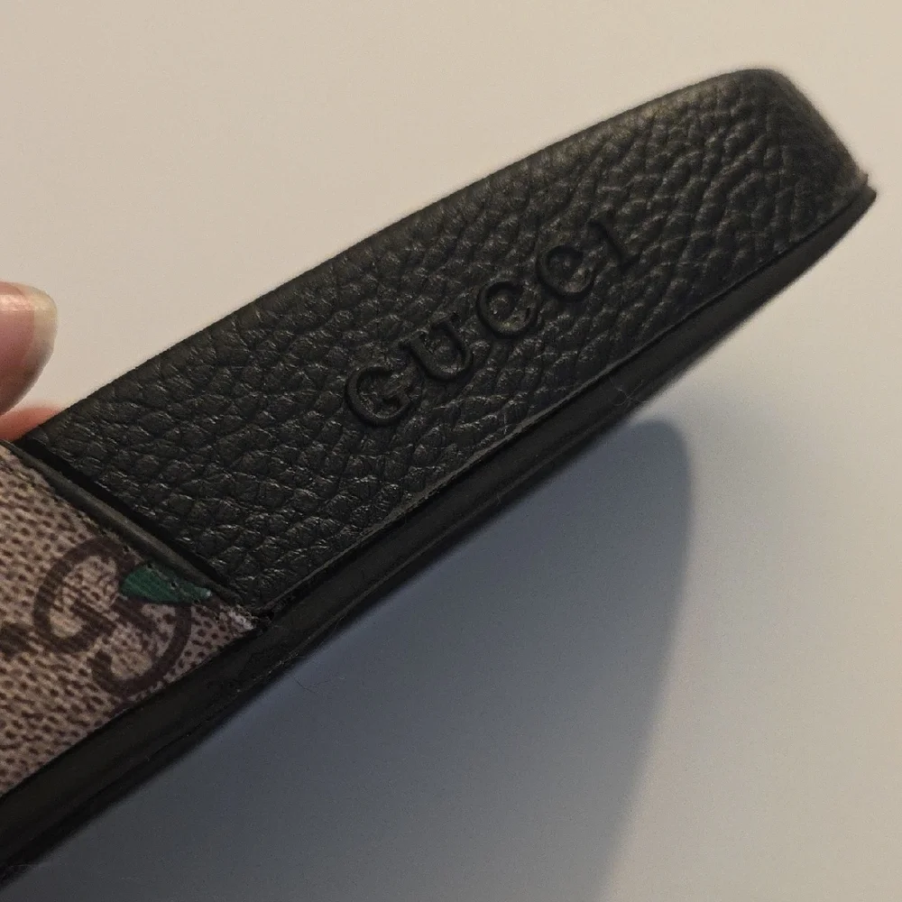 Gucci Strawberry Pattern Slides with Black Sole - Picture 2 of 11